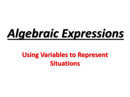 Algebraic Expressions - Monroe Township School District