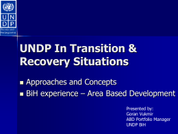 TRANSITION RECOVERY - UNDP JPO Programme