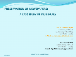 PRESERVATION OF NEWSPAPERS: A CASE STUDY IN JNU …