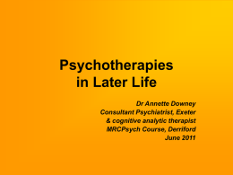 Psychotherapies in Later Life