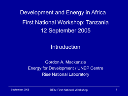 DEA Tanzania introduction