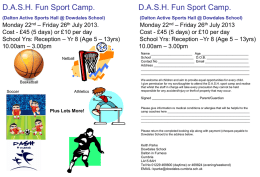 D.A.S.H. Fun Sport Camp. D.A.S.H. Fun Sport Camp. Mon 6th