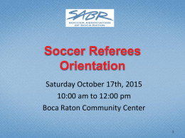 SABR Soccer Referees Orientation