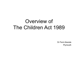 Overview of The Children Act 1989
