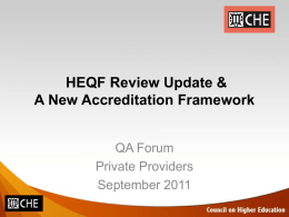 A New Accreditation Framework – ideas for discussion