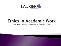 Ethics in Academic Work - Wilfrid Laurier University