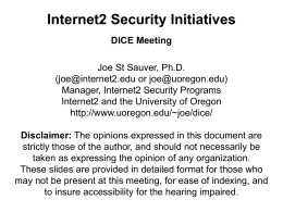 Internet2 Security Initiatives