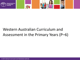 Western Australian Curriculum and Assessment in the