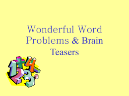 Wonderful Word Problems