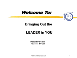 Bringing Out the Leader - Optimist Leaders Online