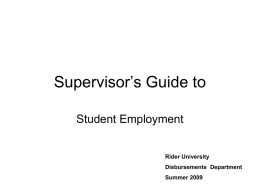 Supervisor’s Guide to