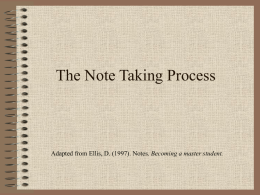 The Note Taking Process