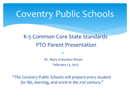 Coventry Public Schools New Teacher Orientation