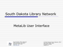MetaLib User Interface - South Dakota Library Network