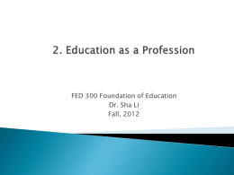2. Education as a Profession - Alabama Agricultural and