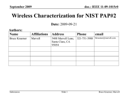 Overview of P802 activities in NIST PAP