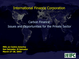 Carbon Finance: Issues and Opportunities for the Private