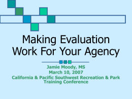 Making Evaluation Work For Your Agency