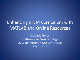 Enhancing STEM Curriculum with MATLAB and Online Resources