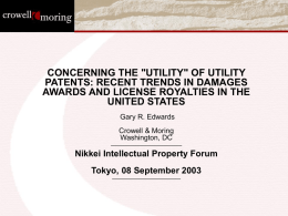 CONCERNING THE 'UTILITY' OF UTILITY PATENTS: RECENT …