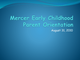 Mercer Early Childhood Parent Orientation