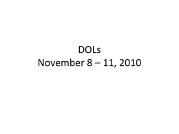DOLs November 8 – 11, 2010