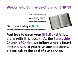 Welcome to Sunnyside Church of CHRIST