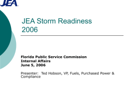 JEA Storm Readiness 2006 - Welcome to the PSC Web Site