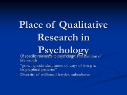 Place of Qualitative Research in Psychology