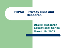 HIPAA Overview - USC Office of Research