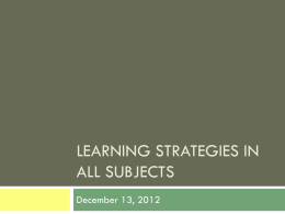 Learning strategies in all subjects