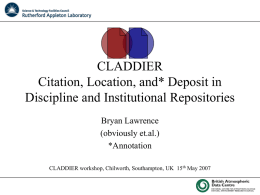 CLADDIER Citation, Location, and* Deposit in Discipline