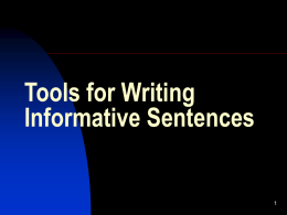 Tools for Writing Informative sentences
