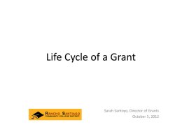 Life Cycle of a Grant - Rancho Santiago Community College