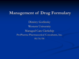 Management of Drug Formulary
