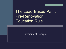 Lead Pre-Renovation Rule