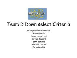 Team D Down select Criteria