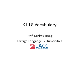 K1-L8 Vocabulary - Los Angeles City College