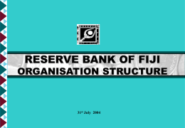 RESERVE BANK OF FIJI STRUCTURE RBF Restructure 7 May, &hellip;