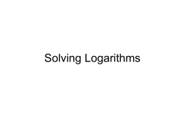 Solving Logarithms - DePaul University