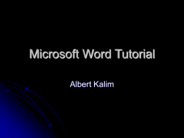 Microsoft Word Tutorial - Computer Science Department