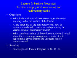 Lecture 12: Surface Processes I: chemical and physical