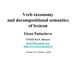 Verb taxonomy and decompositional semantics of lexicon