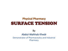 Physical Pharmacy SURFACE TENSION