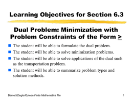 5.5 Dual problem: minimization with problem constraints of