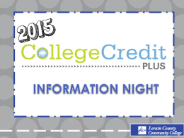 2015 College Credit Plus Information Night