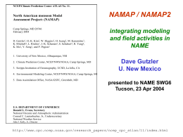NAMAP Model Assessment Project North American Monsoon