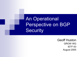 A Provider’s Perspective on BGP Security Techniques