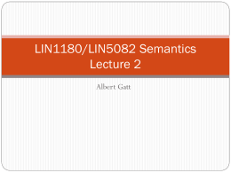 Introduction to semantics Lecture 2