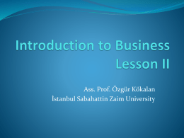 Introduction to Business Lesson II